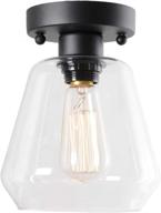 🏢 viluxy industrial clear glass shade semi flush mount ceiling light fixtures for hallway, schoolhouse, entryway, kitchen, dining room, laundry room логотип