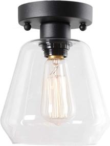 img 4 attached to 🏢 VILUXY Industrial Clear Glass Shade Semi Flush Mount Ceiling Light Fixtures for Hallway, Schoolhouse, Entryway, Kitchen, Dining Room, Laundry Room