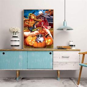 img 1 attached to 🎃 СКРЮИЕ Набор для Diamond Painting DIY 5D с соломенным чучелом из тыквы, Алмазная живопись к Хэллоуину, хрустальная вышивка крестом, настенная наклейка, декорация для стены (30x40 см) 12x16 дюймов.