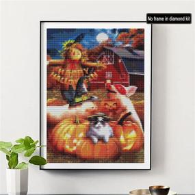 img 3 attached to 🎃 СКРЮИЕ Набор для Diamond Painting DIY 5D с соломенным чучелом из тыквы, Алмазная живопись к Хэллоуину, хрустальная вышивка крестом, настенная наклейка, декорация для стены (30x40 см) 12x16 дюймов.