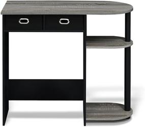 img 2 attached to FURINNO Go Green Home Laptop Notebook Computer Desk/Table with 2 Bin Drawers - French Oak Grey/Black/Black: Stylish and Functional Workstation for Home Office