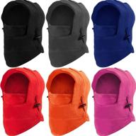 stay warm and cozy with the 6-piece kids balaclava hat winter windproof double warmer fleece ski face mask (color set 1) logo