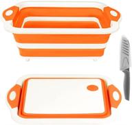 🍊 rottogoon collapsible cutting board with colander: foldable chopping board, washing basket, and dish tub - multifunctional kitchen essential for bbq prep, picnics, and camping (orange) logo