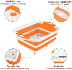 img 1 attached to 🍊 Rottogoon Collapsible Cutting Board with Colander: Foldable Chopping Board, Washing Basket, and Dish Tub - Multifunctional Kitchen Essential for BBQ Prep, Picnics, and Camping (Orange)