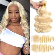 🍯 honey blonde peruvian hair bundles with closure - body wave human hair extensions with transparent lace closure & baby hair - remy hair (303030+20 inch bundle) logo