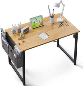 img 4 attached to 🖥️ ODK Computer Writing Desk 31 inch: Sturdy Home Office Table with Storage Bag and Headphone Hook in Walnut