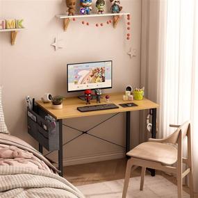 img 1 attached to 🖥️ ODK Computer Writing Desk 31 inch: Sturdy Home Office Table with Storage Bag and Headphone Hook in Walnut