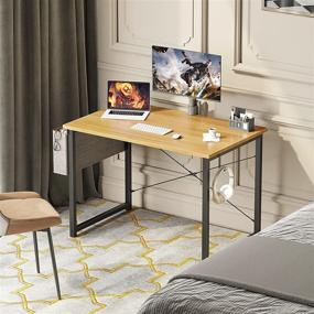 img 2 attached to 🖥️ ODK Computer Writing Desk 31 inch: Sturdy Home Office Table with Storage Bag and Headphone Hook in Walnut