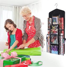 img 2 attached to 🎁 Gbrand Wrapping Paper Storage Double-Sided Organizer Bag - Convenient Hanging Gift Wrap Solution (Black)