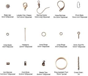 img 3 attached to PandaHall Jewelry Finding Kits - 1642 Pcs with Snap Bail, Earring Hook, Ear Wire, Lobster Claw Clasp, Flower Bead Caps, Screw Eye Pin, Head Pin, Jump Ring, Crimp Beads, Cord End & Necklace Chain