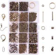 pandahall jewelry finding kits - 1642 pcs with snap bail, earring hook, ear wire, lobster claw clasp, flower bead caps, screw eye pin, head pin, jump ring, crimp beads, cord end & necklace chain logo