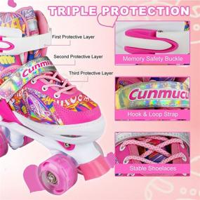 img 1 attached to 🛼 Cunmucu Adjustable Roller Skates for Girls, Boys, Women, and Men - Ideal for Indoor and Outdoor Use - 4 Size Options - Patines para Niñas Niños with Light up Wheels