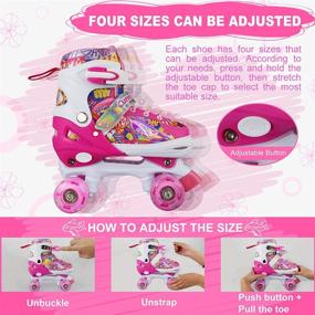 img 3 attached to 🛼 Cunmucu Adjustable Roller Skates for Girls, Boys, Women, and Men - Ideal for Indoor and Outdoor Use - 4 Size Options - Patines para Niñas Niños with Light up Wheels