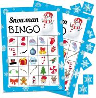 🎅 snowman bingo game for kids and adults - joy day christmas bingo game | xmas/winter/holiday party supplies, xmas gifts, activities for 24 players | christmas party game favors logo