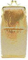 👝 metal mesh cigarette case / eyeglass case with crystal stones, secure kiss lock closure - women's favorite for style and protection logo