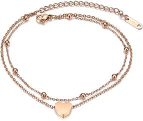 img 4 attached to 🌹 Stylish and Adjustable: Fesciory Women's Stainless Steel Anklet in Rose Gold - Perfect Beach Foot Chain Bracelet Jewelry Gift
