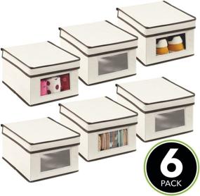 img 3 attached to mDesign Soft Fabric Stackable Closet Storage Organizer Box (6 Pack) - Cream/Espresso Brown