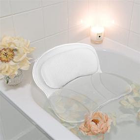 img 3 attached to 🛀 Ванная подушка Benalune: 4D воздухопроницаемая спа-подушка с сеткой, оснащенная 6 мощными присосками - поддержка шеи и спины для максимального комфорта в ванне - включает душевую шапку и душевую губку для ванны.