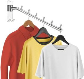 img 1 attached to Bosszi 2-Pack Wall Mounted Folding Clothes Hanger Rack: Space-Saving Stainless Steel Hooks for Heavy-Duty Closet Organization and Drying