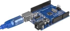 img 2 attached to Плата Kuman UNO R3 с микроконтроллером ATmega328P и USB-кабелем - совместима с Arduino UNO R3 Mega 2560 Nano Robot для Arduino IDE AVR MCU Learner K53, синяя.