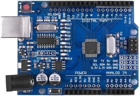 img 1 attached to Плата Kuman UNO R3 с микроконтроллером ATmega328P и USB-кабелем - совместима с Arduino UNO R3 Mega 2560 Nano Robot для Arduino IDE AVR MCU Learner K53, синяя.