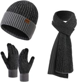 img 4 attached to Winter Beanie Touchscreen Knitted Honnesserry: Stylish Men's Scarf Accessories