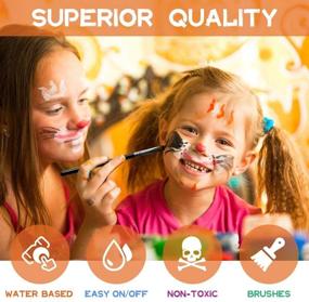 img 1 attached to 🎨 Senbos Face Body Paint Kits: High-Quality 15-Color Palette for Kids & Adults, Non-Toxic & Professional Grade Supplies with Brushes - Perfect for Party Cosplay