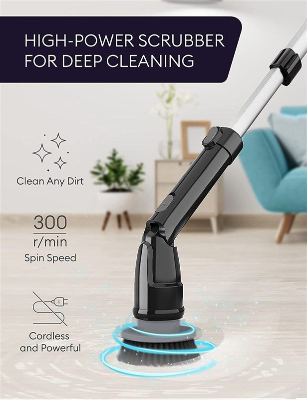 Power Spin Scrubber Electric Household Cleaning Brush Adjustable Extension  Arm Crevice Cleaning Brush With 7 Replacement Heads