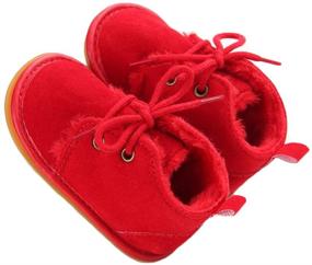 img 4 attached to 👶 ESTAMICO Winter Plush Rubber Sole Laces Baby Shoes Boots