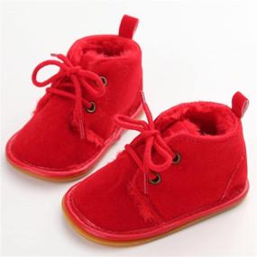 img 3 attached to 👶 ESTAMICO Winter Plush Rubber Sole Laces Baby Shoes Boots