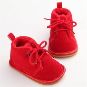 img 2 attached to 👶 ESTAMICO Winter Plush Rubber Sole Laces Baby Shoes Boots