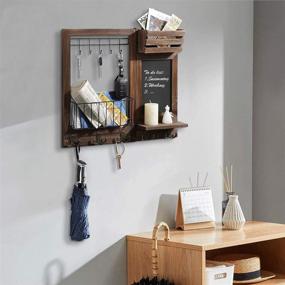 img 1 attached to 📬 Wall-Mounted Key and Mail Holder with Floating Shelf, Chalkboard and 5 Double Hooks - WPKLTMZ Mail Organizer for Wall Decor