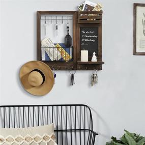 img 2 attached to 📬 Wall-Mounted Key and Mail Holder with Floating Shelf, Chalkboard and 5 Double Hooks - WPKLTMZ Mail Organizer for Wall Decor