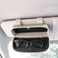 nine summer car sun visor glasses case holder clip，eyeglasses storage holder organizer with magnetic closure and double snap clip design(beige) logo