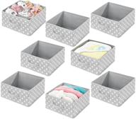 mdesign soft fabric modular closet organizer box with handle - cube storage units for closet, 📦 bedroom, bathroom - holds clothing, t-shirts, leggings, accessories - polka dot print - pack of 8, gray/white logo