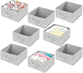 img 4 attached to mDesign Soft Fabric Modular Closet Organizer Box with Handle - Cube Storage Units for Closet, 📦 Bedroom, Bathroom - Holds Clothing, T-Shirts, Leggings, Accessories - Polka Dot Print - Pack of 8, Gray/White