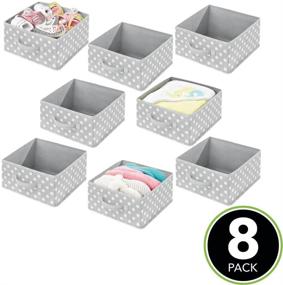 img 3 attached to mDesign Soft Fabric Modular Closet Organizer Box with Handle - Cube Storage Units for Closet, 📦 Bedroom, Bathroom - Holds Clothing, T-Shirts, Leggings, Accessories - Polka Dot Print - Pack of 8, Gray/White