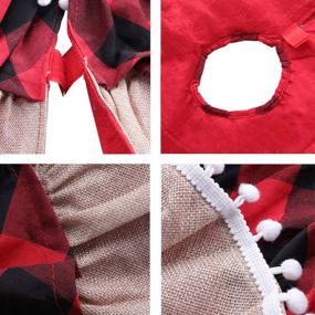 img 2 attached to 🎄 Hooqict Buffalo Plaid Christmas Tree Skirt - 48 Inch 6 Layers: Ruffled Burlap Black and Red Buffalo Plaid Tree Skirt for Festive Holiday Decorations