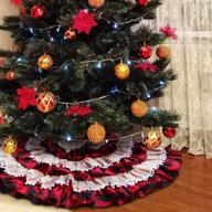 🎄 hooqict буффало клетчатый рождественский круглый стол - 48 дюймов 6 слоев: оборчатая бурлаповая черно-красная клетчатая скатерть для праздничного украшения. логотип