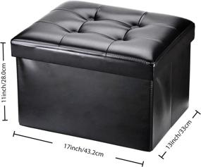 img 2 attached to ✨ Compact Foldable Footrest: Small Storage Ottoman Stool in Black - Thicker Foam, Faux Leather, Collapsible Bench