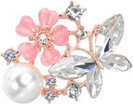 🌸 gyn&joy women's flower butterfly brooch pin jewelry with faux pearl, crystal for enhanced seo logo