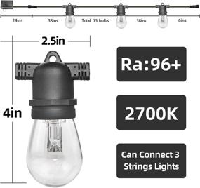 img 1 attached to 🌞 48FTS Outdoor Patio Lights: 96+ CRI 2700K Warm White, UL Certified, Shatterproof Bulbs, IP65 Waterproof LED Cafe String Lights for Balcony, Bistro, Fence - 12V Safety Voltage