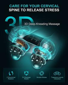 img 3 attached to Shiatsu Neck Massager with Heat - Rechargeable & Cordless Deep Tissue 3D Kneading Beads for Pain Relief, Neck and Back Massager Pillow ideal for Travel, Christmas Gift