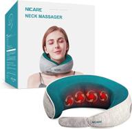 shiatsu neck massager with heat - rechargeable & cordless deep tissue 3d kneading beads for pain relief, neck and back massager pillow ideal for travel, christmas gift логотип