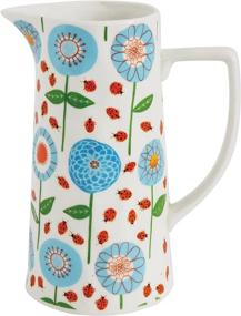 img 3 attached to 🌺 Colorful Floral Stoneware Pitcher by Creative Co-Op: Blue & Red Delight