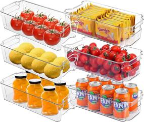 img 4 attached to 🧺 6-Piece BPA-Free Clear Plastic Refrigerator Organizer Bins Set - Fridge, Freezer, Kitchen Cabinet, Countertops, Pantry Organization Storage Rack for Food Storage