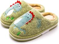 🦖 dinosaur indoor slippers for kids toddlers - cute animal house slippers with warm fuzzy sole for boys and girls logo