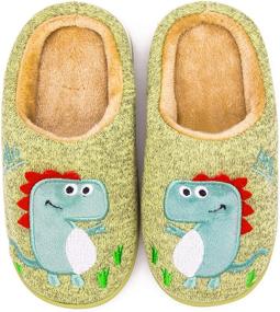 img 3 attached to 🦖 Dinosaur Indoor Slippers for Kids Toddlers - Cute Animal House Slippers with Warm Fuzzy Sole for Boys and Girls