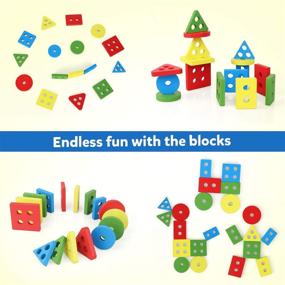 img 2 attached to 🧩 Coogam Wooden Sorting Stacking Toys: Shape Color Recognition Blocks Matching Puzzle - Educational Preschool Learning Board Game Gift for Kids