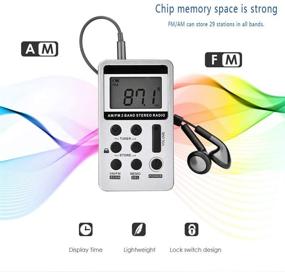 img 1 attached to 📻 ALLOMN Silver AM FM Pocket Radio - Portable Digital Tuning Stereo Radio with Rechargeable Battery, LCD Display, Earphone - Ideal for Walking